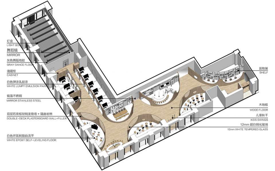 WeDo艺术教育机构装修布置平面图
